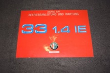Betriebsanleitung Handbuch Zusatzanleitung Alfa Romeo 33 1.4 ie erstklassig