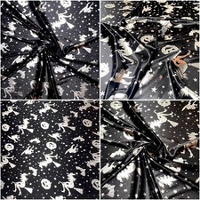 Halloween Stoff Schwarz Silber
