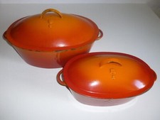 2x Le Creuset Schmortopf Bräter Nr. 6+2 Topf Gusseisen Vintage Antik 7,5+3,4 L
