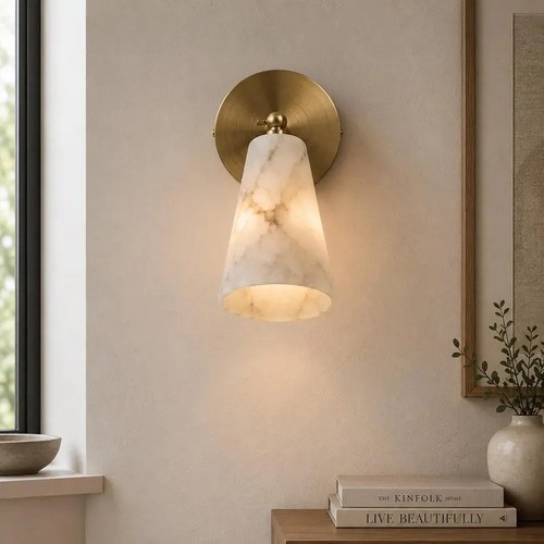 Messing alabaster wandleuchte - messing,
