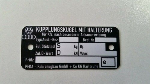 Typenschild kupplungskugel mit - kupplungskugel,