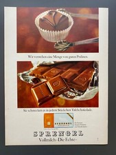 Sprengel Vollmilch Die Echte Tafel Schokolade 1966 Vintage Ad Werbung Reklame V3