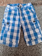 Hose kurz kariert blau/weiß