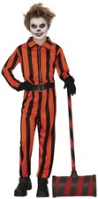 Kostüm Einteiler Sträfling Narr schwarz orange Halloween Kostüm Jungen Mädchen