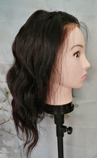 HALBLANGE  LACE FRONT ECHTHAAR PERÜCKE WELLEN BOB  - NATÜRLICH SCHWARZ  NEU