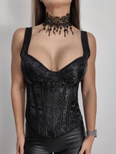 Korsett Schwarz Vollbrust Corsage Damen Push Up Korsett Mit Schnürung Korsettop