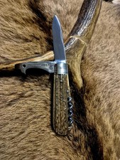 Westfälisches Adelsmesser G. Gräfrath, Taschenmesser, Jagd, Solingen, Hirschhorn