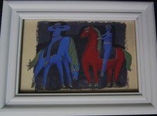 Heinz Friedrich Kirchner 1926-2000, Rotes und blaues Pferd, Gouache, um 1960