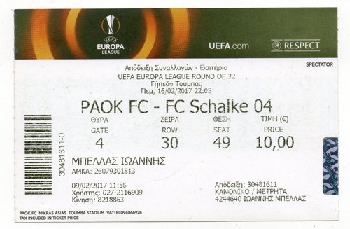 Ticket paok saloniki fc - ec,