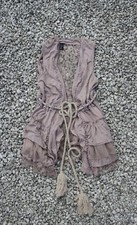 ✪ Boho Ethno Tunika  Weste M 36 38 Häkel Spitze bestickter Tüll nude Gipsy Goa I