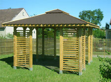 GARTENLAUBE HOLZ PAVILLON HOLZDACH 3m x 3m (äußer 3.5m) SCHINDELN ! 