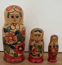 Russische Matrjoschka! Alte Matroschka! RETRO-Babuschka! 3 Holzpuppen! 16 cm!