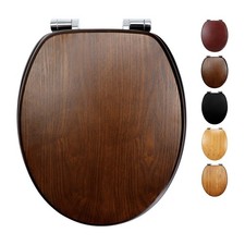 WC Sitz Holz, Toilettendeckel Absenkautomatik, Massivholz Toilettensitz Stabil