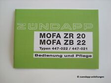 Bedienungsanleitung Zündapp ZR 20, ZB 22, Typ 447, Bedienung und Pflege