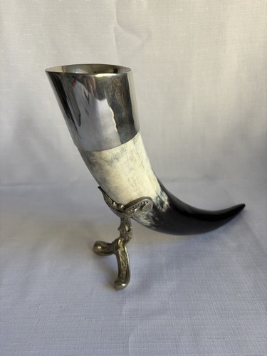 Trinkhorn mit zinn - trinkhorn, zinn-montierung