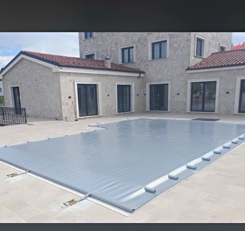Rechteckige poolabdeckung grau - poolabdeckung,
