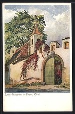 Eppan, Ansitz Gleifheim, Toreinfahrt mit Zinnen, Ansichtskarte 