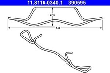 2x ATE Feder, Bremssattel 11.8116-0340.1 für FORD JAGUAR JEEP MAZDA MINI OPEL