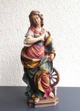 Heilige Katharina Rad Holz Figur aus Bayern Geschnitzt Heiligenfigur Holzfigur