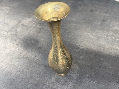 Messing vase graviert - vase,