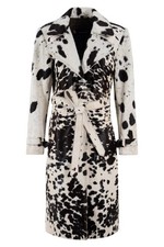 Damen Trenchcoat Haare auf Rindsleder Reverskragen Knielang Mantel Jacke