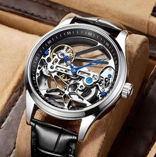 Herren Mechanische Uhr Fünfzackiger Stern Cut-Out Design Wasserdicht Stilvoll