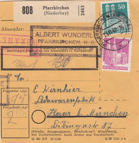 Bizone paketkarte 1948 - bizone,