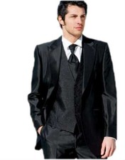 Schwarze Hochzeit Bräutigam Business Fomal Bestmen Abendkleidung Herren Anzug