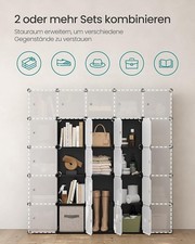 SONGMICS Regalsystem LPC44HS – 16 Würfel – Schuhregal/Kleiderschrank – schwarz –