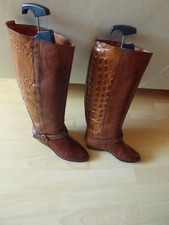 Vintage Leder Stiefel FLORIAN Gr. 39 in Braun, Cognac TOP