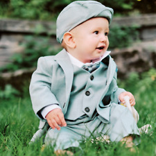 Taufset Junge 6–9 Monate – 6-teilig Türkis Anzug mit Body, Sakko & Fliege