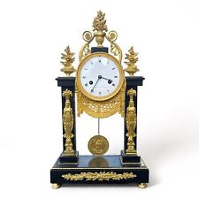 Empire Pendule Kaminuhr Tischuhr Marmor Feuervergoldet sig. 50 cm Neue Revision