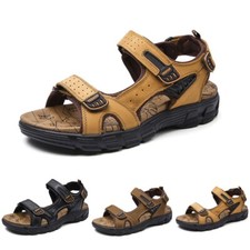 Herren Sandale Outdoor Trekking-Sandalen Leder Freizeit Schuhe Klettverschluss