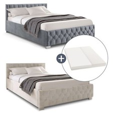 Polsterbett Bettgestell Gästebett LED Bett Samt Matratze Stauraum Juskys®