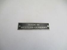 Typenschild Schild Made in Western Germany Mercedes Benz Porsche 