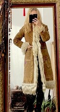 vintage 70s Afghan Shearling Coat Penny Lane Embroidered S Spell Gypsy Boho Stil