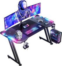 120/140/160cm HLONONE Gaming Schreibtisch LED Gamer Computertisch Arbeitstisch
