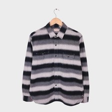 SUGAR CANE Herren Made in Japan schwarz/grau gestreiftes Flanellhemd - Größe L