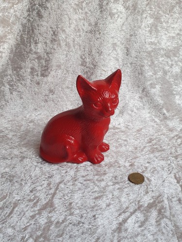 Skulptur katze sitzend rot - skulptur,