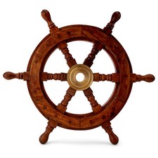 30cm Maritimes Steuerrad Holz mit Messingnabe Standard-Qualität Schiffsrad Deko