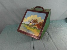 Kohlenkiepe Kohlenkiste Eisen Lackiert Antik Bemalt Schrägklappe Vintage 22c3