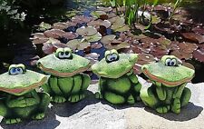 Frösche Frosch Dekoration Garten Terrasse Beet Skulptur Figur Tier Keramik grün