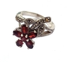 Ring 925 Silver 6x Red Garnet