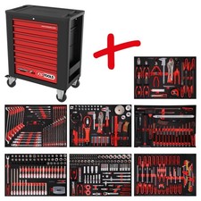 KS TOOLS Performanceplus Werkstattwagen-Satz P15 mit 397 Werkzeugen für 7 Sch...