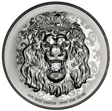 10 $ Dollar Roaring Lion - Löwe High Relief Niue Island 5 oz Silber 2021