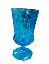 Vintage Art déco Kelchglas blau mit Muster Pressglas Becher Fußbecher ca. 13,5cm