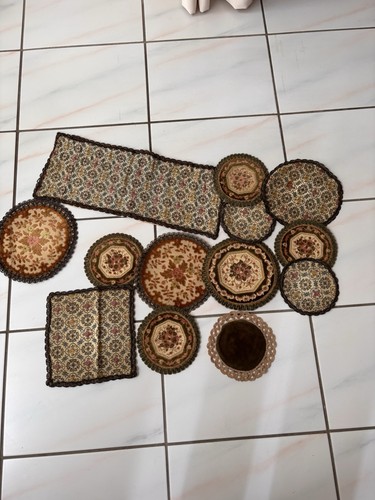 Vintage brokat deckchen set - vintage,