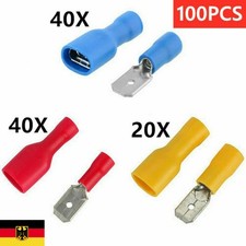 100tlg Set Kabelschuhe Sortiment Quetschverbinder Flachstecker Steckverbinder