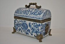 Neundorf Porzellan Keramik Prunkschatulle Deckel-Dose Messing Bronze Optik