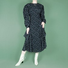 VINTAGE 80s Midi Black Paisley